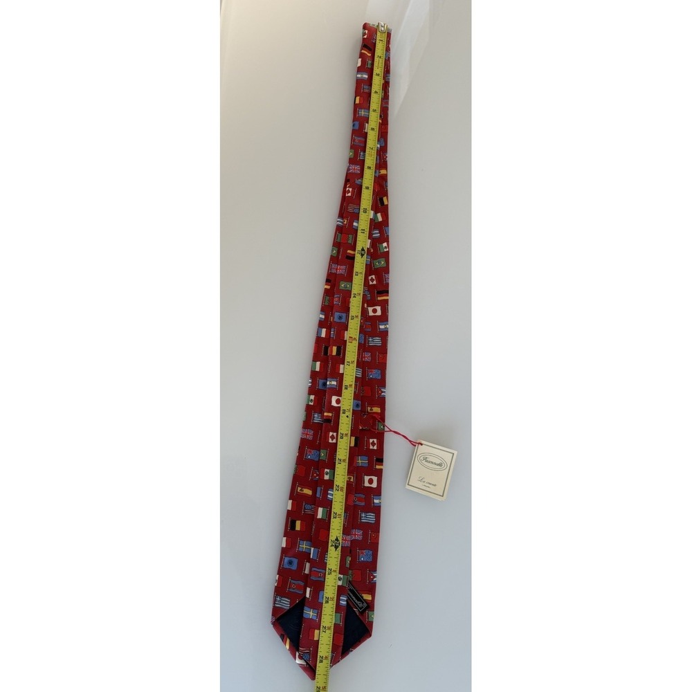 FACONNABLE 100% Silk Tie Hand Made ITALY Designer World Flag NWT - Picture 6 of 7